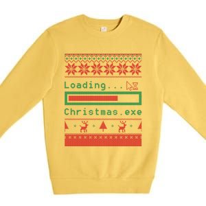 Ugly Christmas Funny Computer Geeky Loading Holiday Party Funny Gift Premium Crewneck Sweatshirt