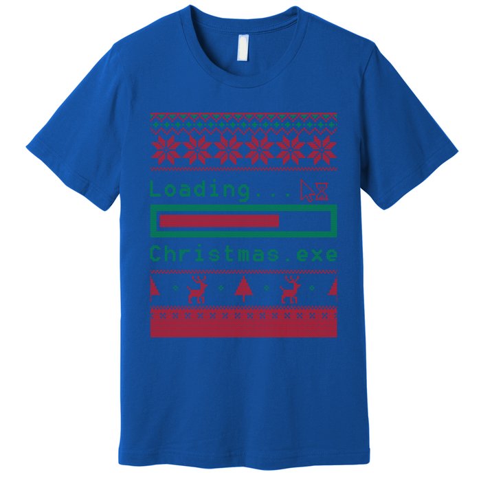 Ugly Christmas Funny Computer Geeky Loading Holiday Party Funny Gift Premium T-Shirt