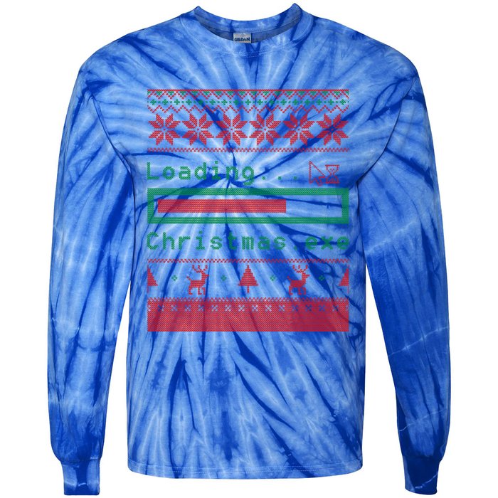 Ugly Christmas Funny Computer Geeky Loading Holiday Party Funny Gift Tie-Dye Long Sleeve Shirt