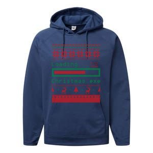 Ugly Christmas Funny Computer Geeky Loading Holiday Party Funny Gift Performance Fleece Hoodie