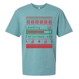 Ugly Christmas Funny Computer Geeky Loading Holiday Party Funny Gift Sueded Cloud Jersey T-Shirt