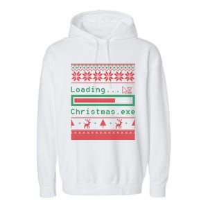 Ugly Christmas Funny Computer Geeky Loading Holiday Party Funny Gift Garment-Dyed Fleece Hoodie