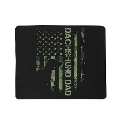 Usa Camo Flag Proud Dachshund Dad Wiener Silhouette Mousepad