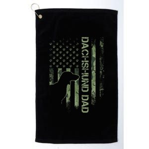 Usa Camo Flag Proud Dachshund Dad Wiener Silhouette Platinum Collection Golf Towel