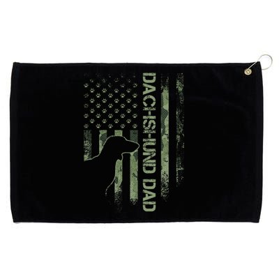 Usa Camo Flag Proud Dachshund Dad Wiener Silhouette Grommeted Golf Towel