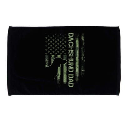 Usa Camo Flag Proud Dachshund Dad Wiener Silhouette Microfiber Hand Towel