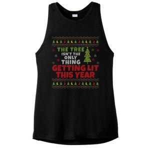 Ugly Christmas Funny Tree Isn't The Only Thing Getting Lit Gift Ladies PosiCharge Tri-Blend Wicking Tank