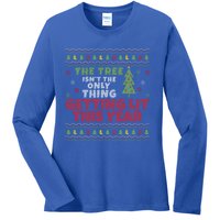 Ugly Christmas Funny Tree Isn't The Only Thing Getting Lit Gift Ladies Long Sleeve Shirt