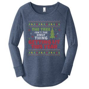 Ugly Christmas Funny Tree Isn't The Only Thing Getting Lit Gift Women's Perfect Tri Tunic Long Sleeve Shirt