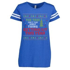 Ugly Christmas Funny Tree Isn't The Only Thing Getting Lit Gift Enza Ladies Jersey Football T-Shirt