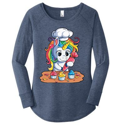 Unicorn Cupcake Funny Baking Cake Rainbow Funny Gift Great Gift Women's Perfect Tri Tunic Long Sleeve Shirt