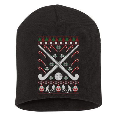 Ugly Christmas Funny Holiday Xmas Gift Field Hockey Short Acrylic Beanie