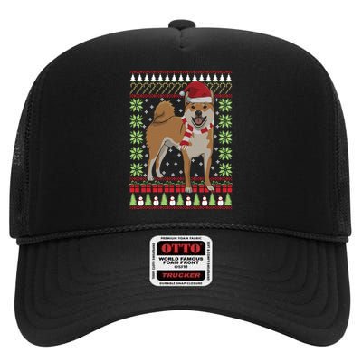 Ugly Christmas Funny Holiday Dog Lover Xmas Gift High Crown Mesh Back Trucker Hat