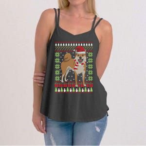 Ugly Christmas Funny Holiday Dog Lover Xmas Gift Women's Strappy Tank