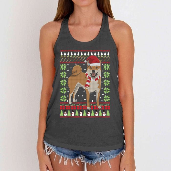 Ugly Christmas Funny Holiday Dog Lover Xmas Gift Women's Knotted Racerback Tank