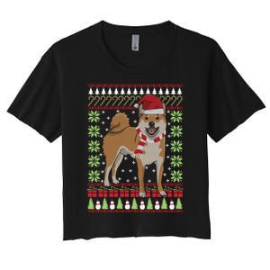 Ugly Christmas Funny Holiday Dog Lover Xmas Gift Women's Crop Top Tee