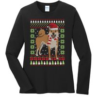 Ugly Christmas Funny Holiday Dog Lover Xmas Gift Ladies Long Sleeve Shirt