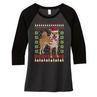 Ugly Christmas Funny Holiday Dog Lover Xmas Gift Women's Tri-Blend 3/4-Sleeve Raglan Shirt