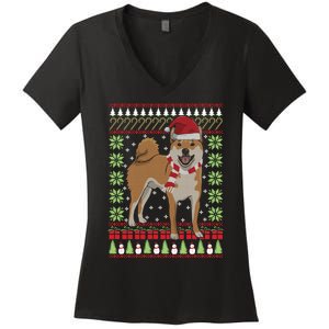 Ugly Christmas Funny Holiday Dog Lover Xmas Gift Women's V-Neck T-Shirt