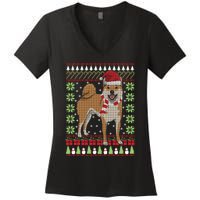 Ugly Christmas Funny Holiday Dog Lover Xmas Gift Women's V-Neck T-Shirt