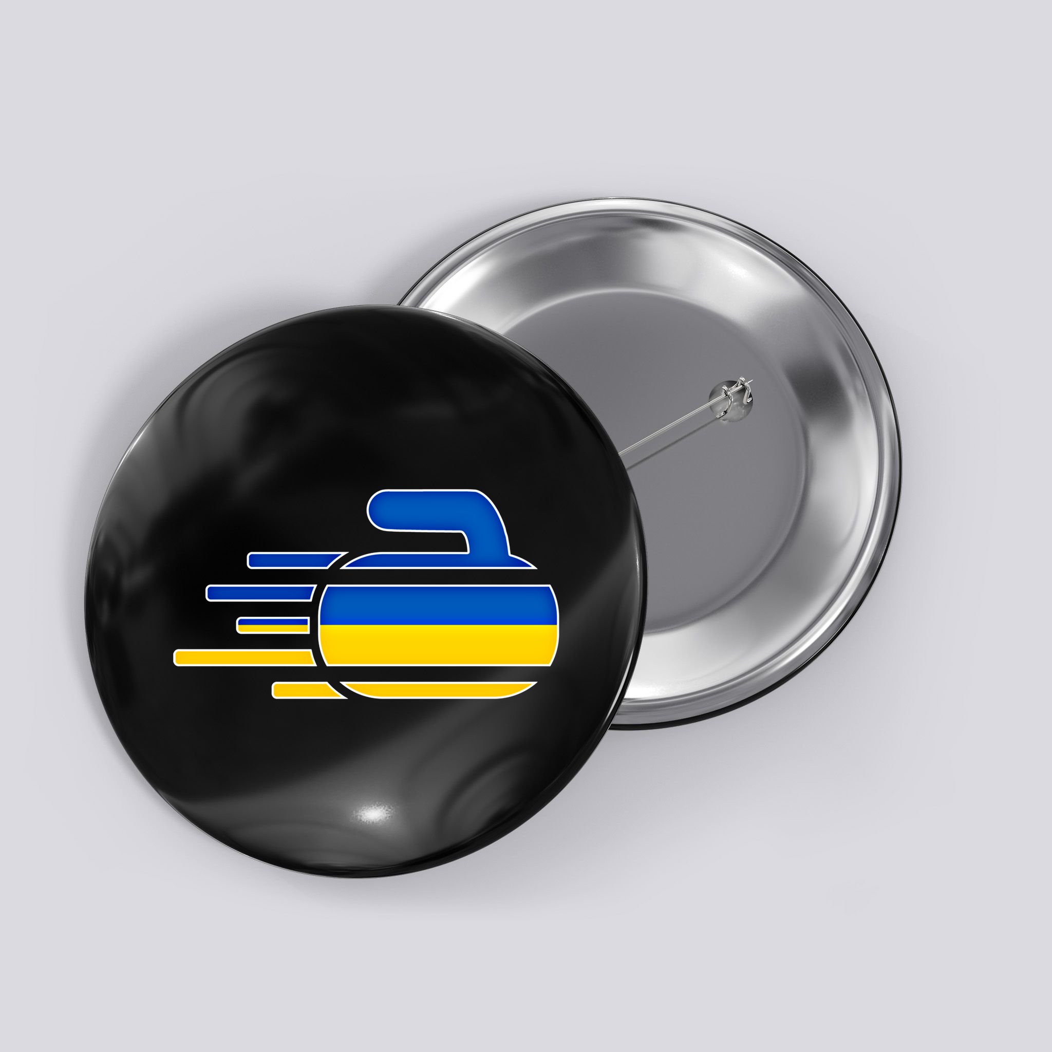Ukraine Curling Fans Jersey Ukrainian Curlers Winter Sports Meaningful Gift Button