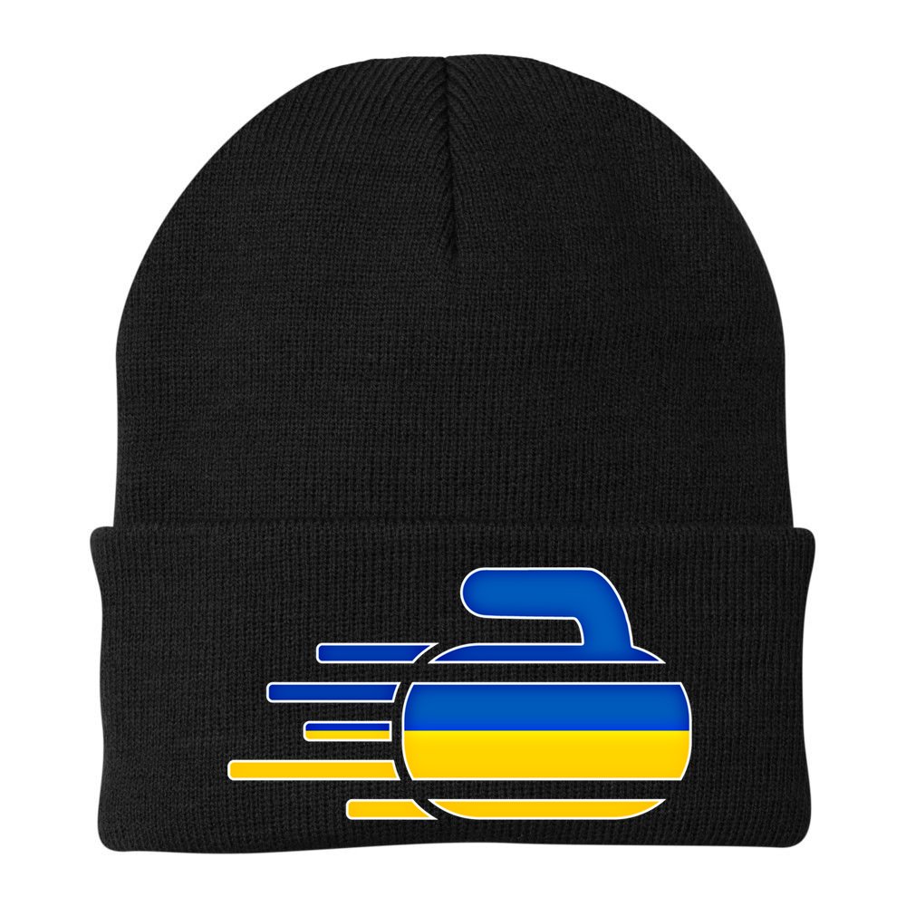 Ukraine Curling Fans Jersey Ukrainian Curlers Winter Sports Meaningful Gift Beanie