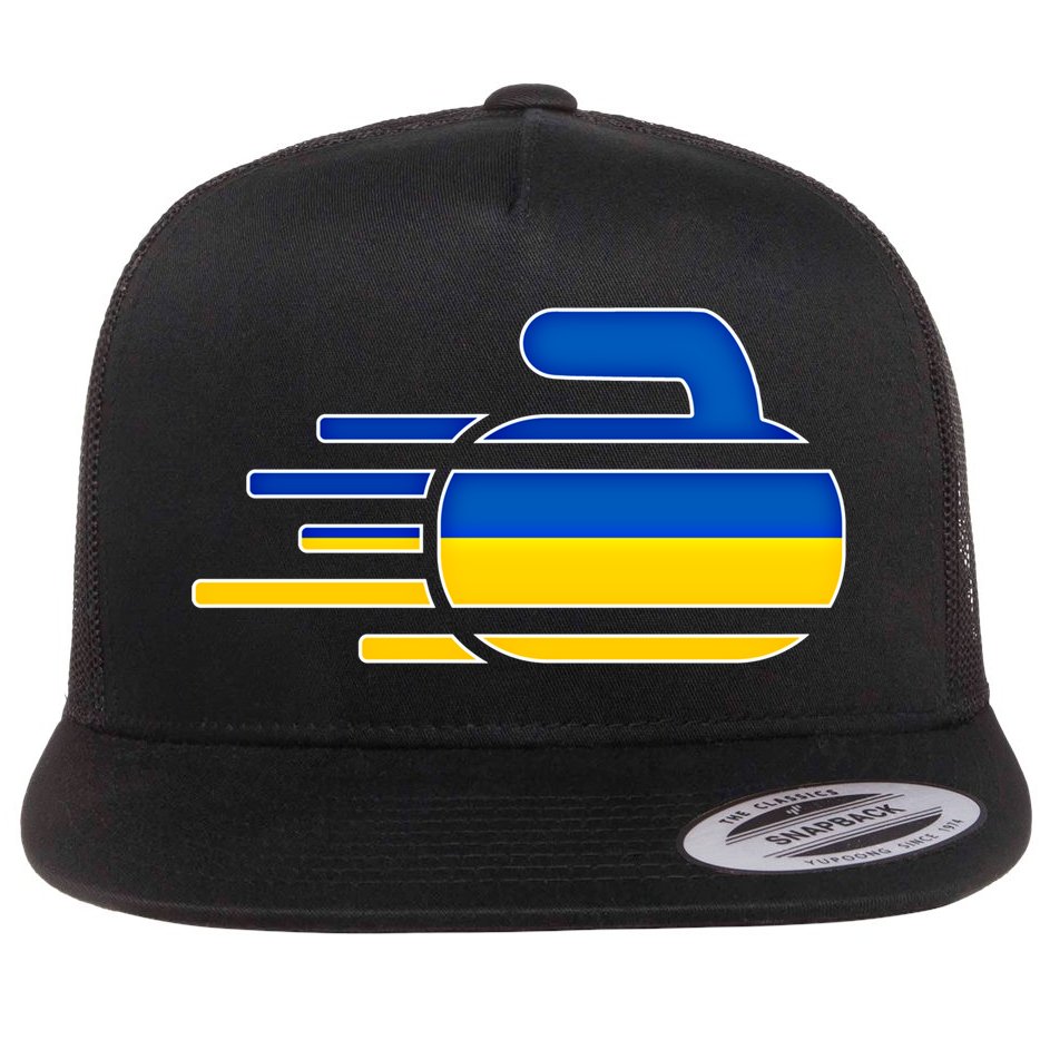 Ukraine Curling Fans Jersey Ukrainian Curlers Winter Sports Meaningful Gift Flat Bill Trucker Hat