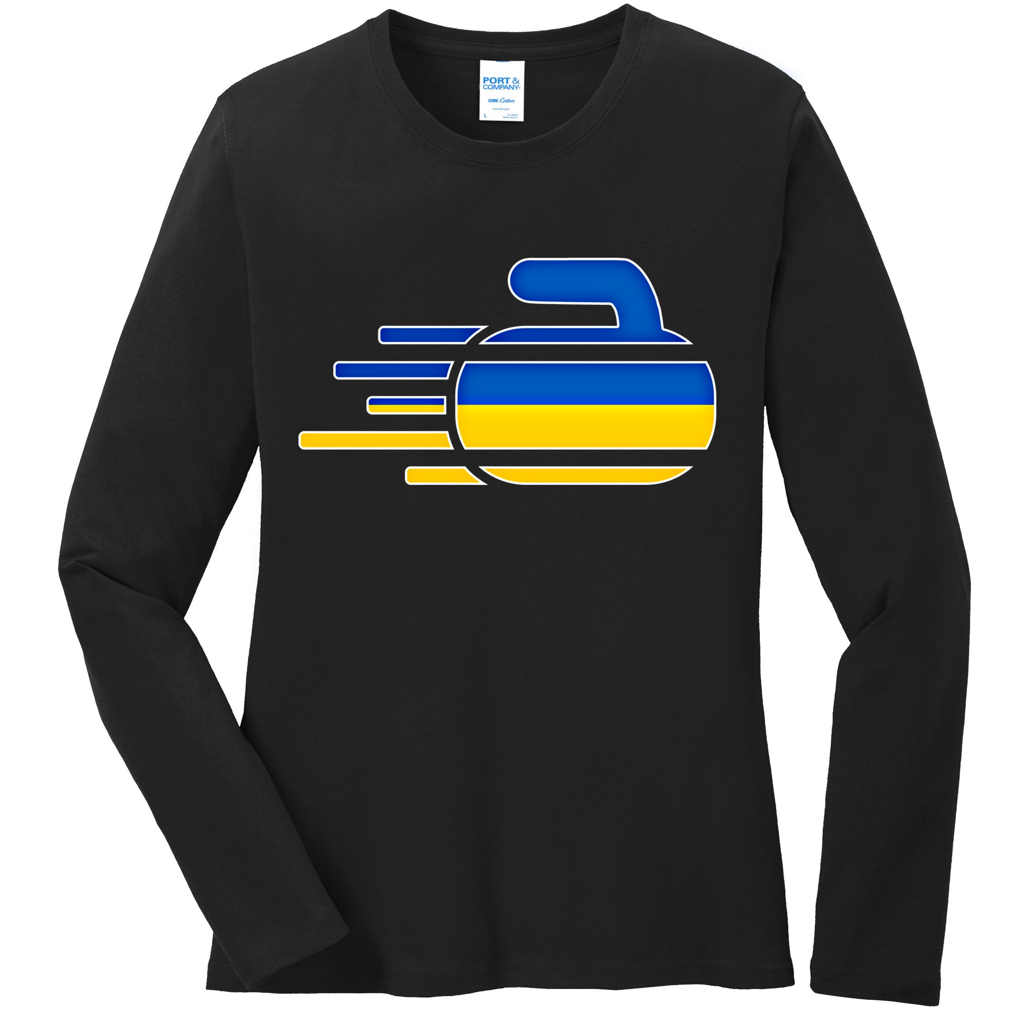 Ukraine Curling Fans Jersey Ukrainian Curlers Winter Sports Meaningful Gift Ladies Long Sleeve Shirt