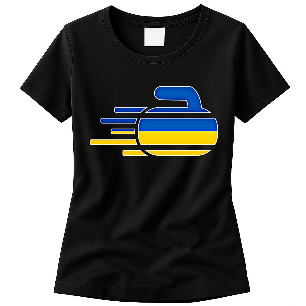 Ukraine Curling Fans Jersey Ukrainian Curlers Winter Sports Meaningful Gift Womens T-Shirt