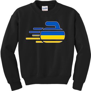 Ukraine Curling Fans Jersey Ukrainian Curlers Winter Sports Meaningful Gift Kids Sweatshirt