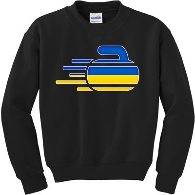 Ukraine Curling Fans Jersey Ukrainian Curlers Winter Sports Meaningful Gift Kids Sweatshirt