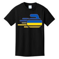 Ukraine Curling Fans Jersey Ukrainian Curlers Winter Sports Meaningful Gift Kids T-Shirt