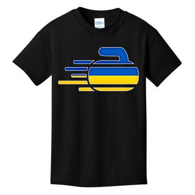 Ukraine Curling Fans Jersey Ukrainian Curlers Winter Sports Meaningful Gift Kids T-Shirt