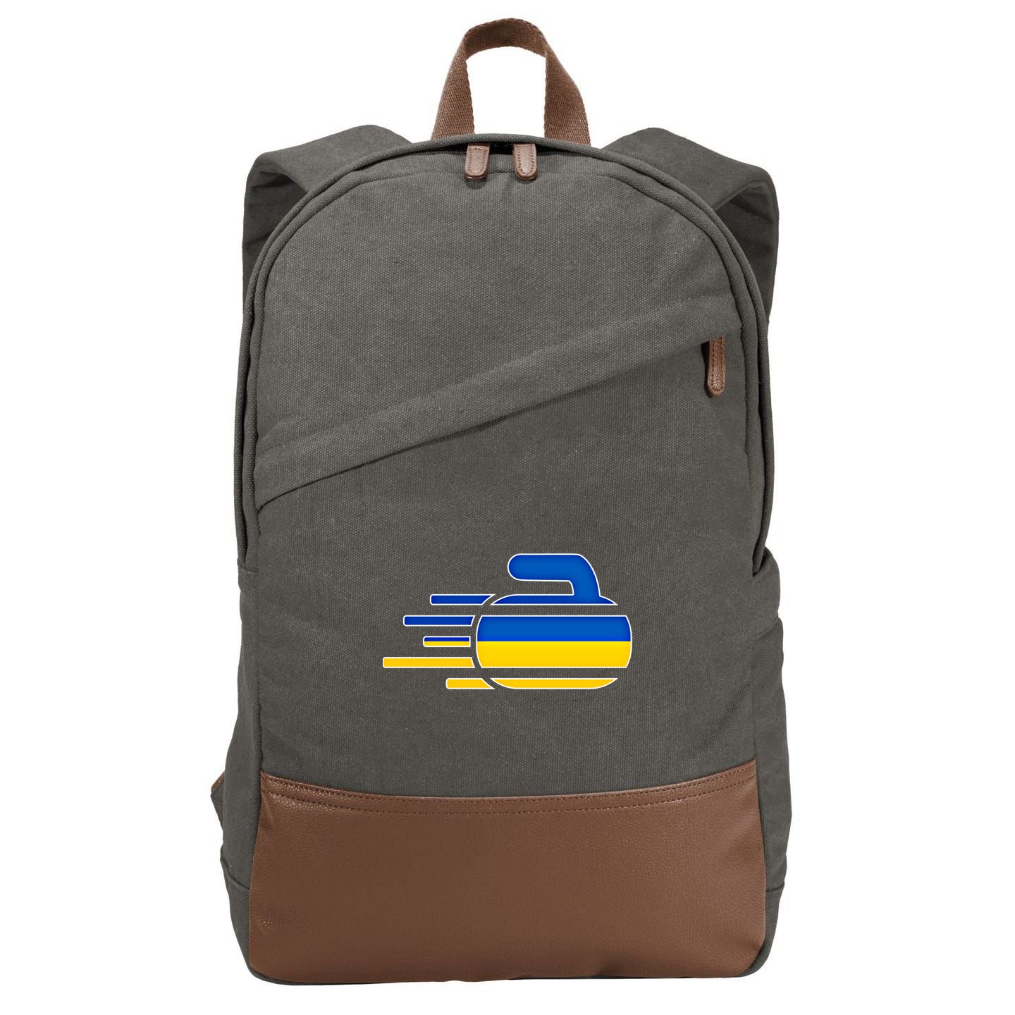 Ukraine Curling Fans Jersey Ukrainian Curlers Winter Sports Meaningful Gift Cotton Canvas Backpack