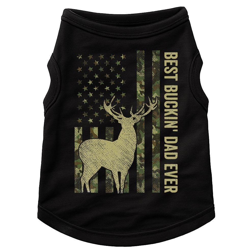 USA Camo Flag Best Buckin Dad Ever Deer Hunting Fathers Day Doggie Tank