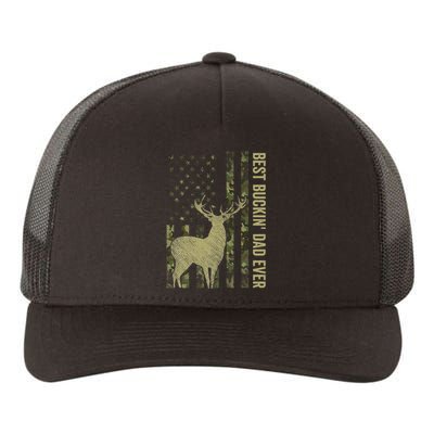 USA Camo Flag Best Buckin Dad Ever Deer Hunting Fathers Day Yupoong Adult 5-Panel Trucker Hat