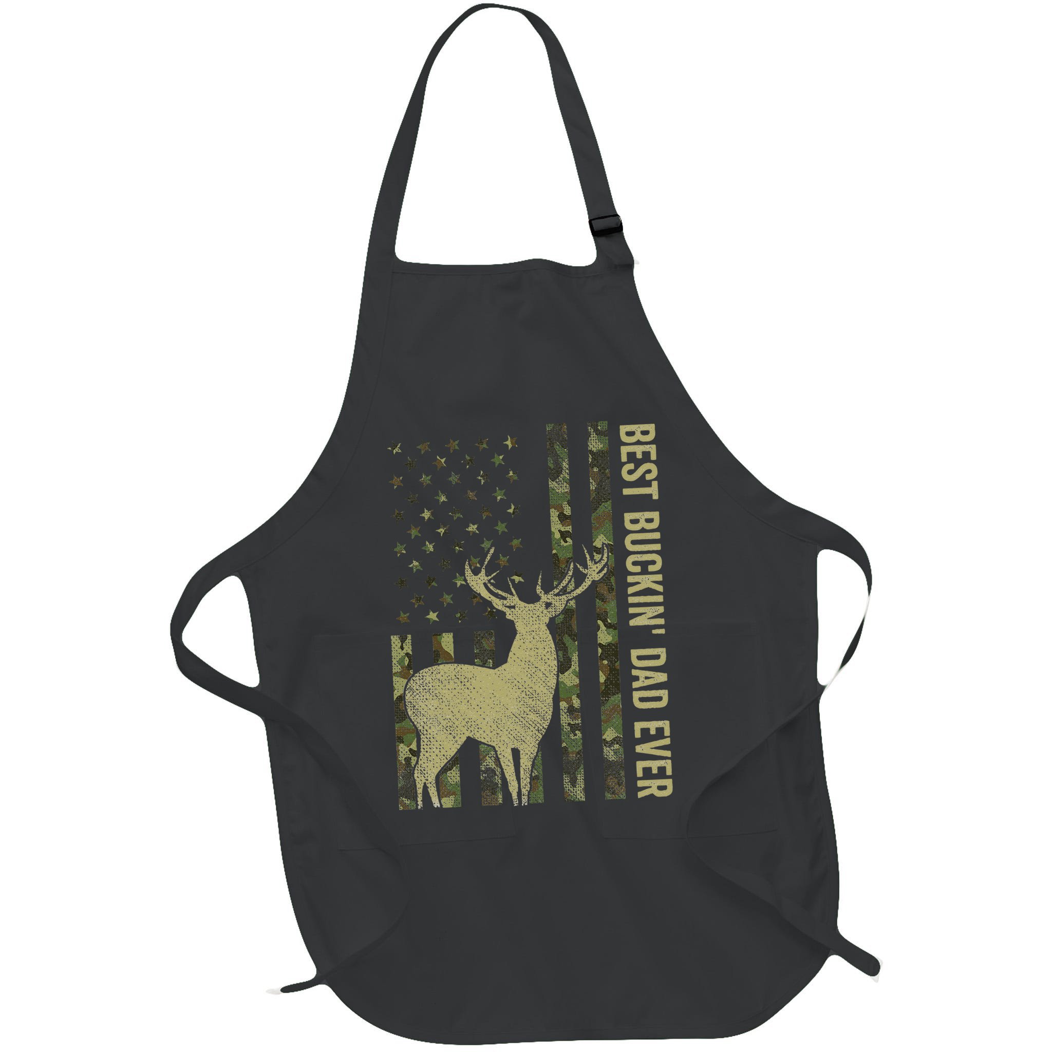 USA Camo Flag Best Buckin Dad Ever Deer Hunting Fathers Day Apron