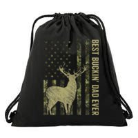 USA Camo Flag Best Buckin Dad Ever Deer Hunting Fathers Day Drawstring Bag