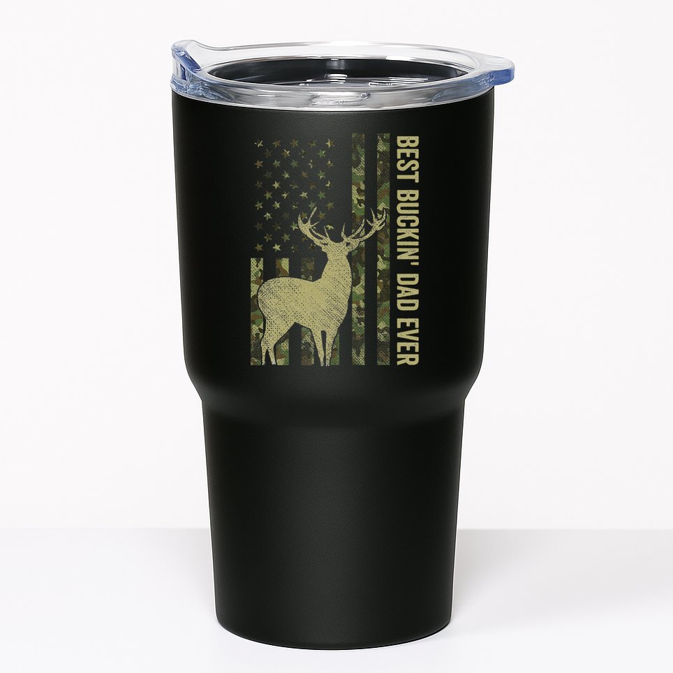 USA Camo Flag Best Buckin Dad Ever Deer Hunting Fathers Day Tumbler