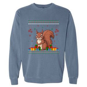 Ugly Christmas Funny Squirrel Lovers Xmas Holiday Gift Garment-Dyed Sweatshirt