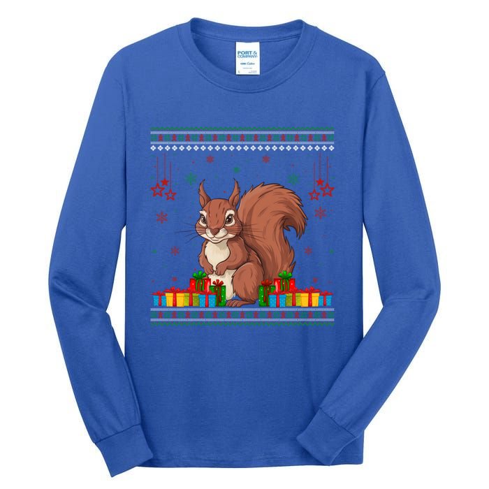 Ugly Christmas Funny Squirrel Lovers Xmas Holiday Gift Tall Long Sleeve T-Shirt