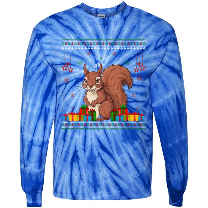 Ugly Christmas Funny Squirrel Lovers Xmas Holiday Gift Tie-Dye Long Sleeve Shirt