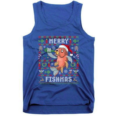 Ugly Christmas Fish Merry Fishmas Christmas Gift Tank Top