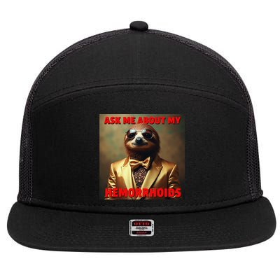 Unhinged Cringe Funny Hemorrhoids Inappropriate Embarrassing 7 Panel Mesh Trucker Snapback Hat