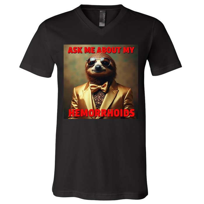 Unhinged Cringe Funny Hemorrhoids Inappropriate Embarrassing V-Neck T-Shirt