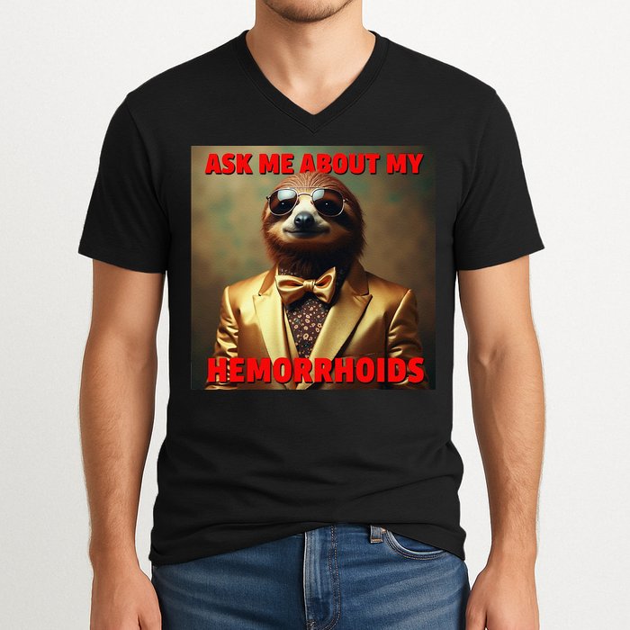 Unhinged Cringe Funny Hemorrhoids Inappropriate Embarrassing V-Neck T-Shirt