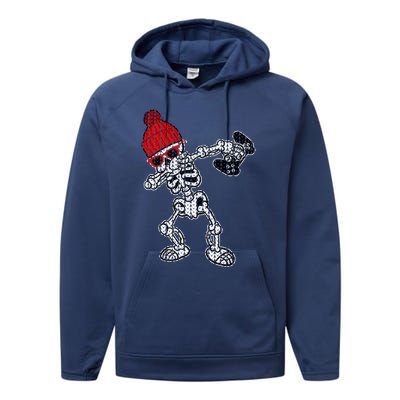 Ugly Christmas Funny Video Game Santa Dabbing Skeleton Gift Cute Gift Performance Fleece Hoodie