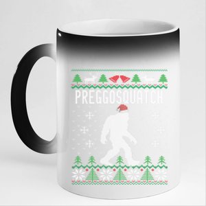 Ugly Christmas Family Sasquatch Pregnant Wife Gift 11oz Black Color Changing Mug