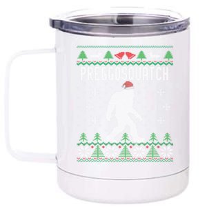 Ugly Christmas Family Sasquatch Pregnant Wife Gift 12 oz Stainless Steel Tumbler Cup