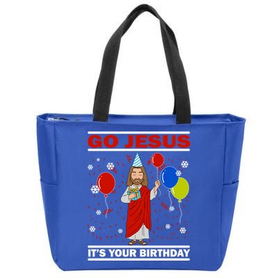 Ugly Christmas Gift Go Jesus Its Your Birthday Jesus Gift Zip Tote Bag